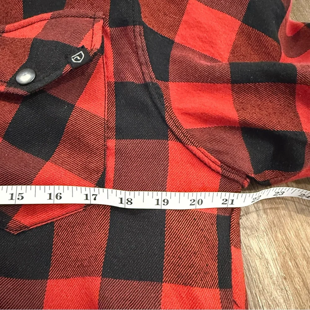 NBT Flannel Jacket Mens Sz L Armored Jacket Plaid Moto Type B Red Black T FLAW - Picture 8 of 11